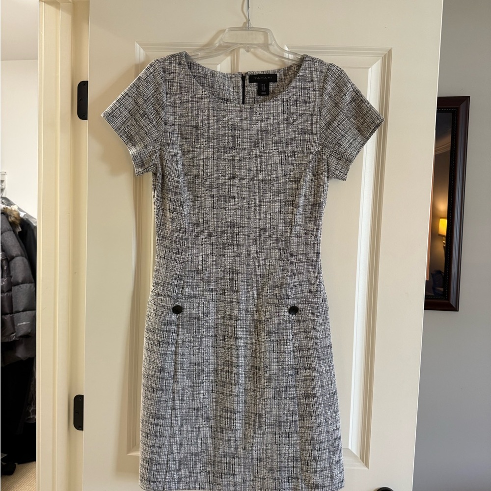 Tahari Black and White Tweed Mini Dress